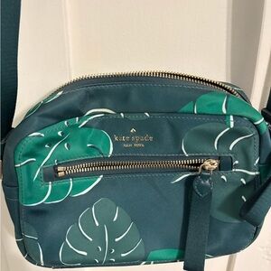 Kate Spade Teal and White Leaf Crossbody Bag